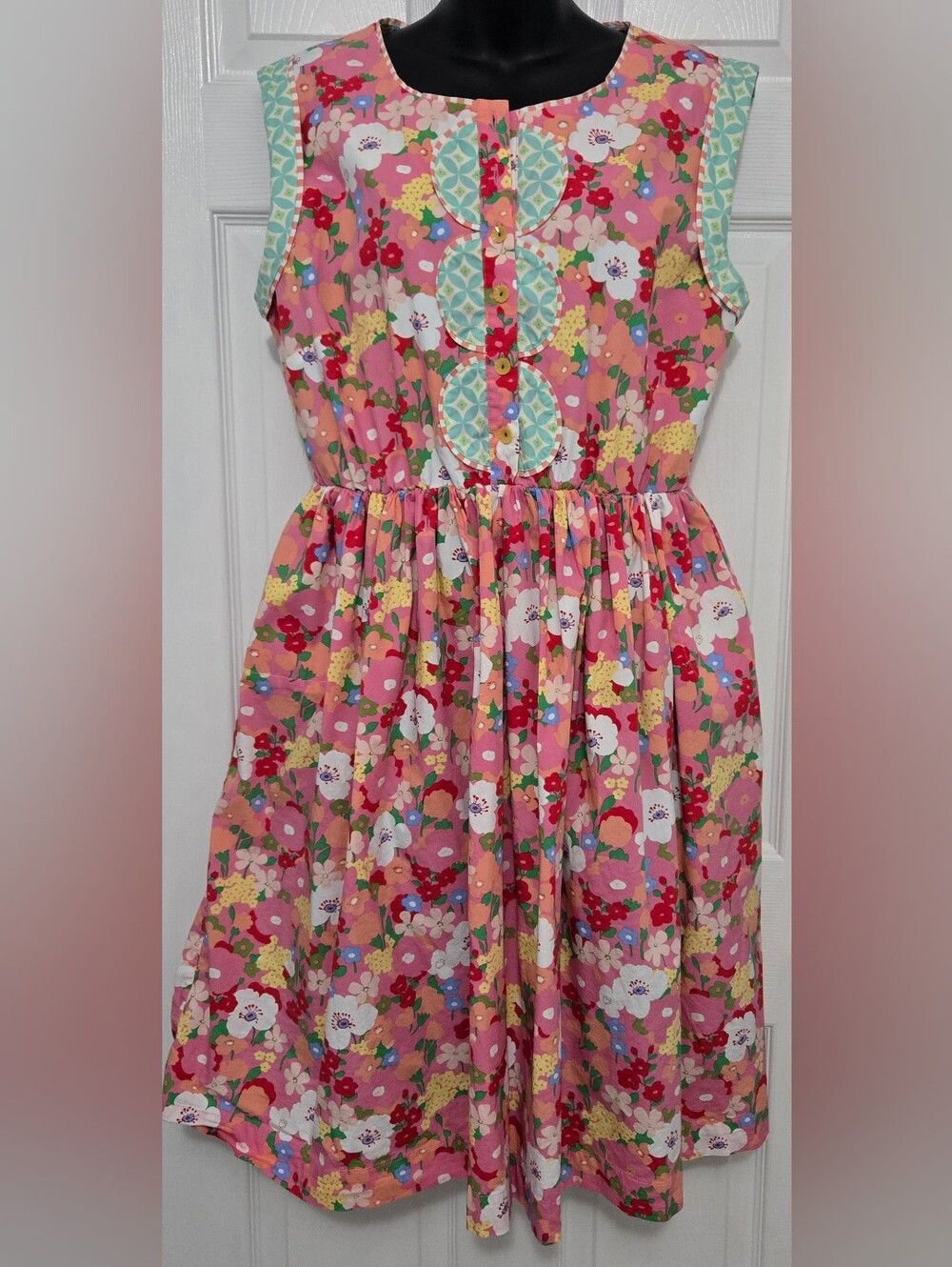 Matilda Jane Bright Multi Print Functional Buttons Pockets Dress XL